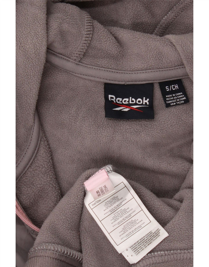 REEBOK Womens Zip Hoodie Sweater UK 10 Small Grey Colourblock Polyester Vintage Reebok and Second-Hand Reebok from Messina Hembry 