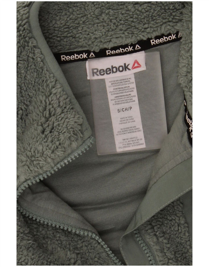 Reebok Veste polaire surdimensionnée pour femme UK 10 Small Vert Polyester