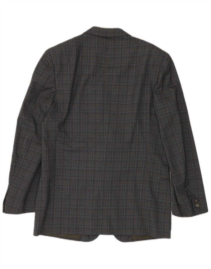 VALENTINO Veste Blazer 2 Boutons Homme IT 50 Grand Carreau Bleu Viscose