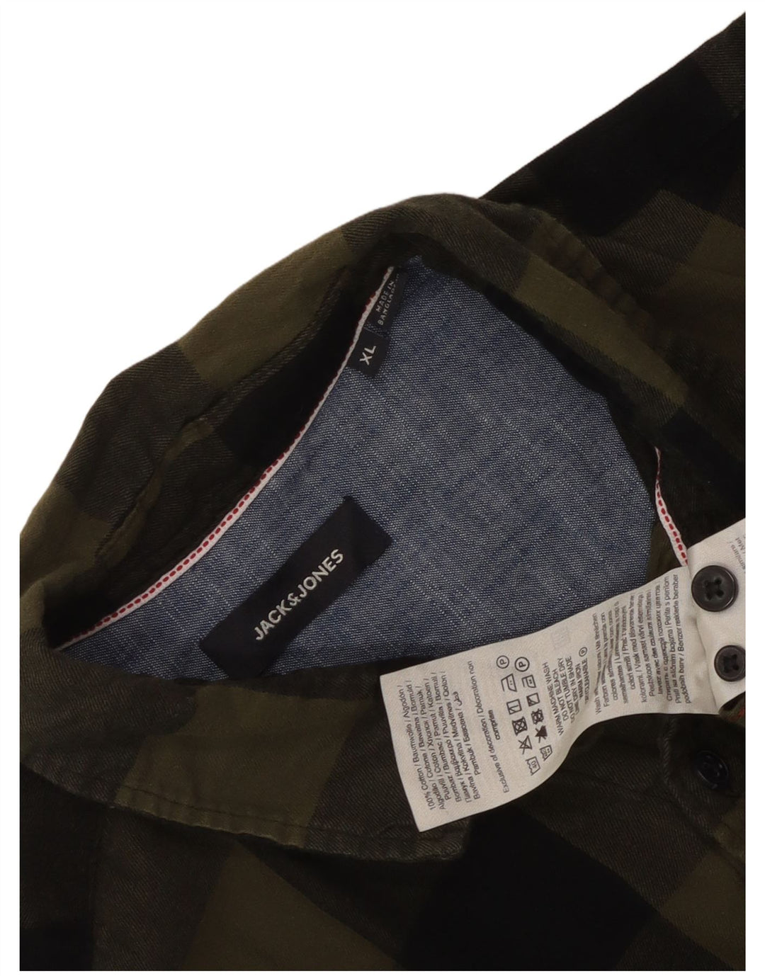 Jack & Jones Chemise Flanelle XL Kaki Check Coton Homme