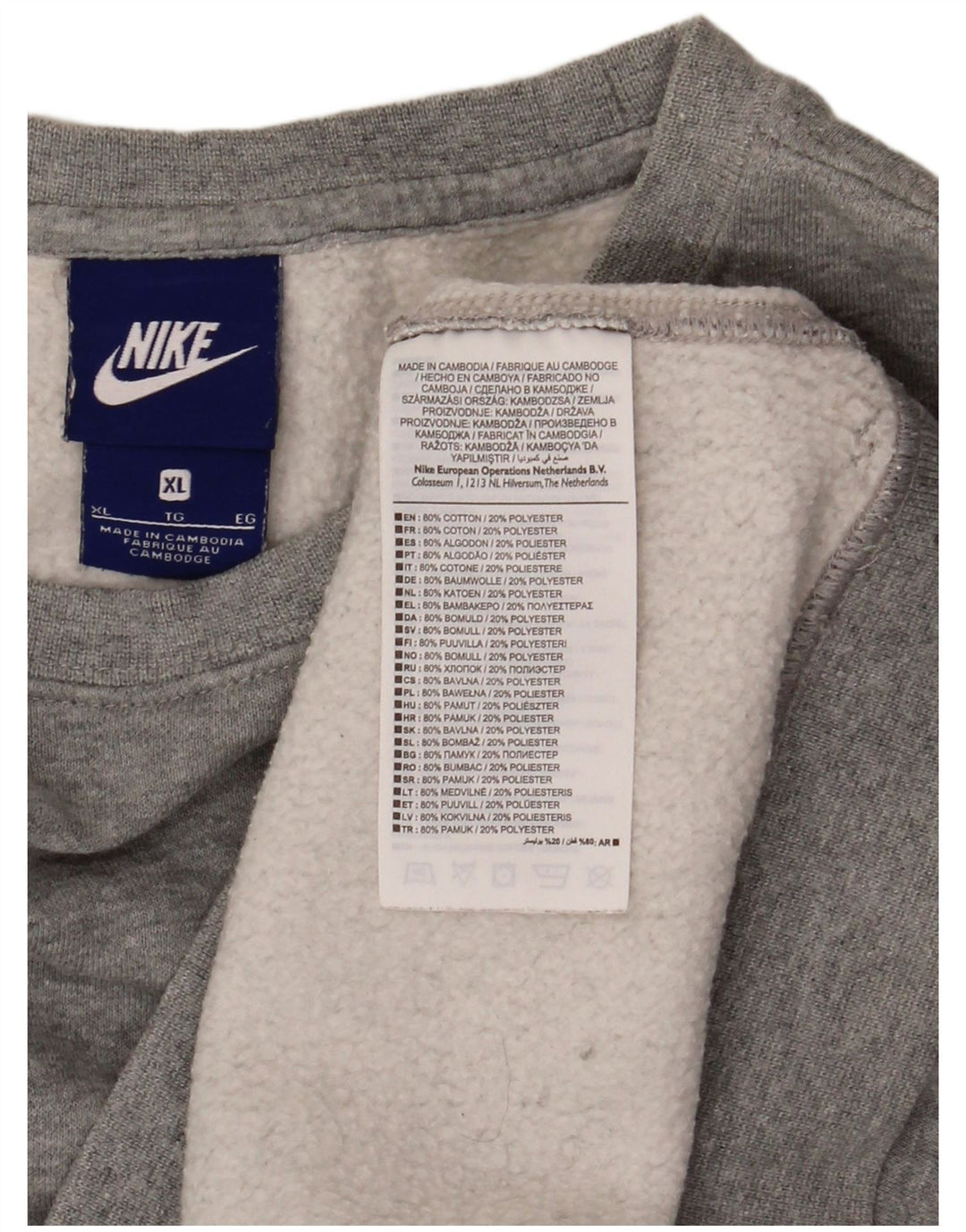 Nike Sweat-shirt pour homme XL Gris Polyester