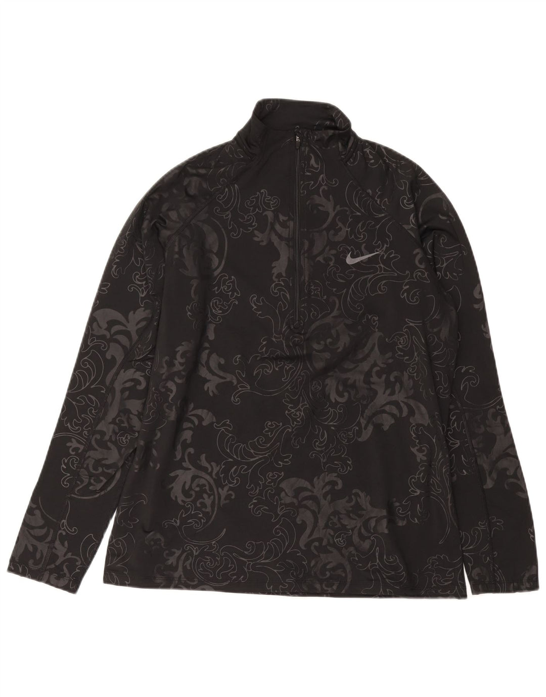 NIKE Haut de survêtement Dri Fit à col zippé pour femme UK 18 XL Noir Paisley