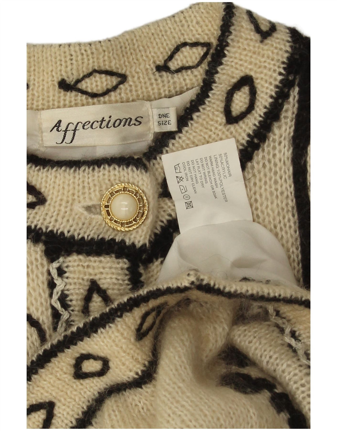 Affections Cardigan long pour femme Taille unique Blanc cassé Floral