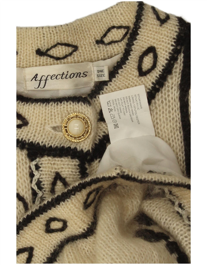 Affections Cardigan long pour femme Taille unique Blanc cassé Floral