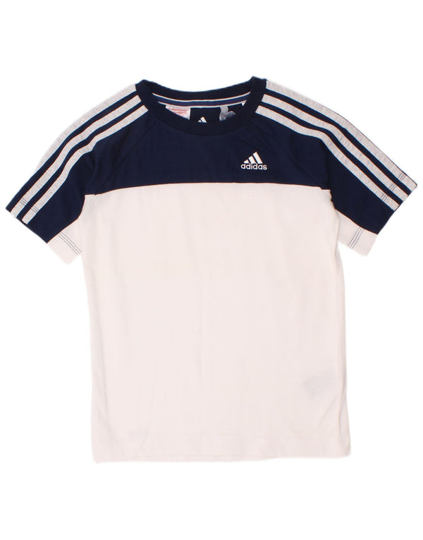 Adidas Garçon Climalite T-Shirt Top 7-8 ans Blanc Colourblock Coton