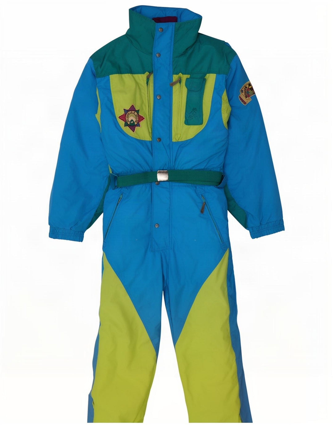 combinaison de ski homme vintage IT 48 Nylon colorblock bleu moyen