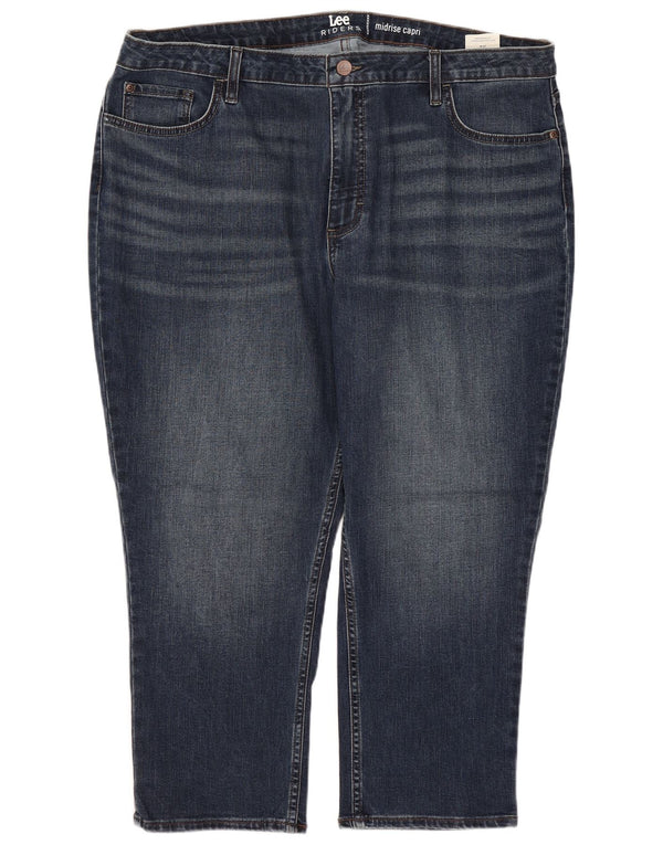 Lee Womens Riders Mid Rise Capri Jeans US 20 3XL W40 L23 Bleu Marine Coton