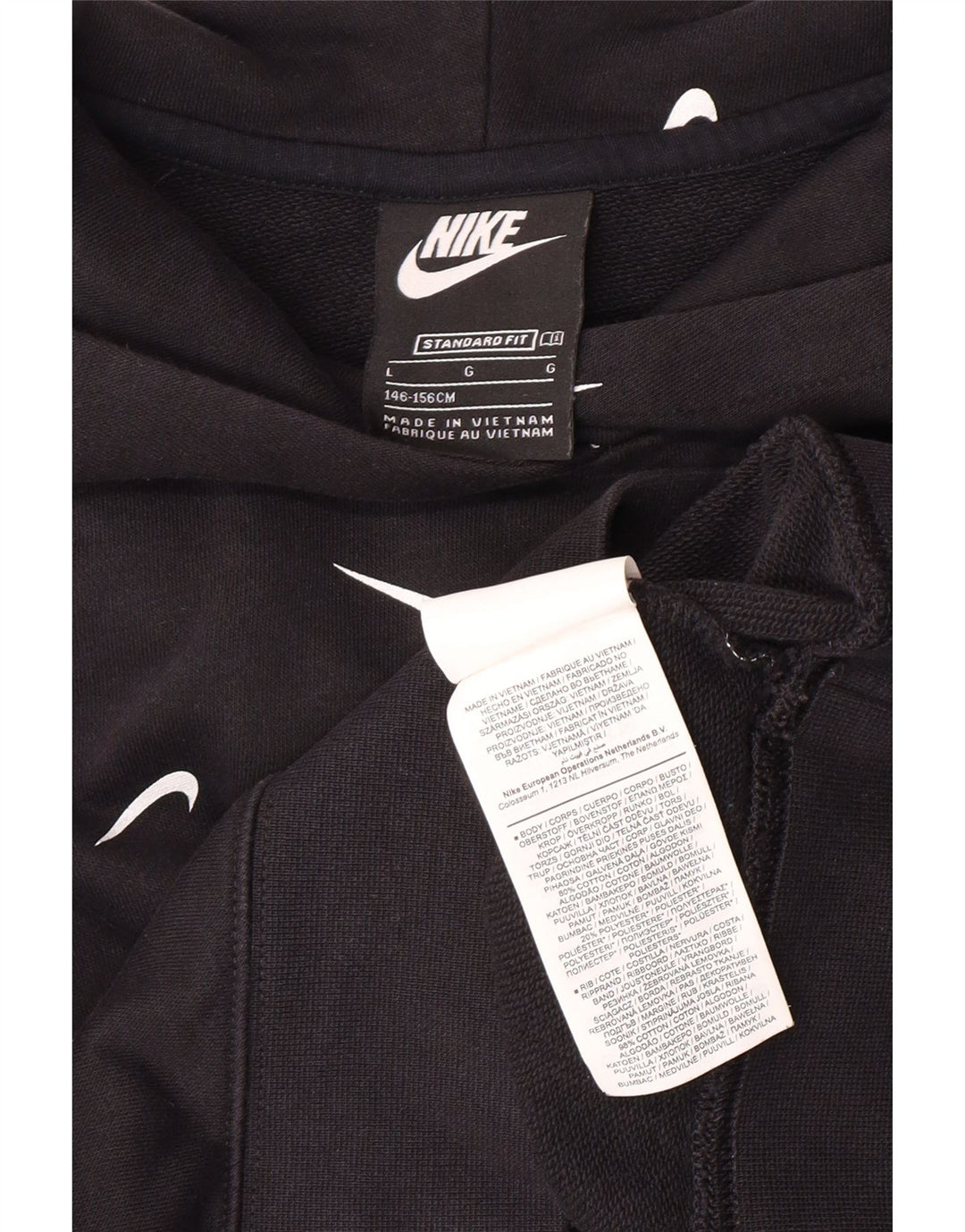 NIKE Pull à capuche court standard pour fille 12-13 ans Noir Taille L