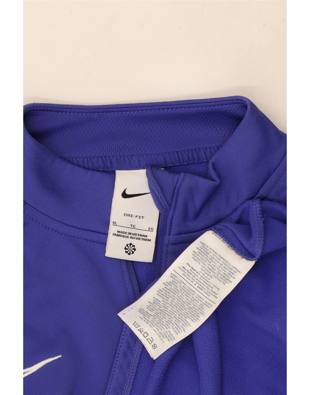 NIKE Hommes Dri Fit Zip Neck Pull Survêtement Top XL Bleu Polyester