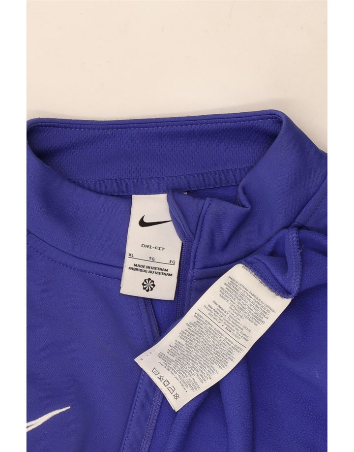 NIKE Hommes Dri Fit Zip Neck Pull Survêtement Top XL Bleu Polyester