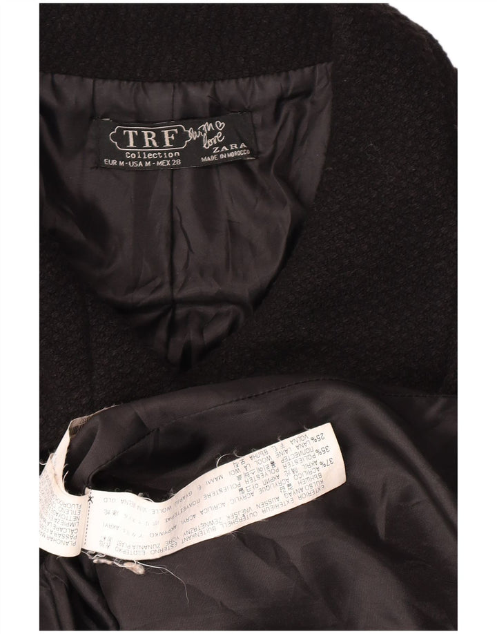 Zara Manteau Femme UK 12 Acrylique Noir Moyen