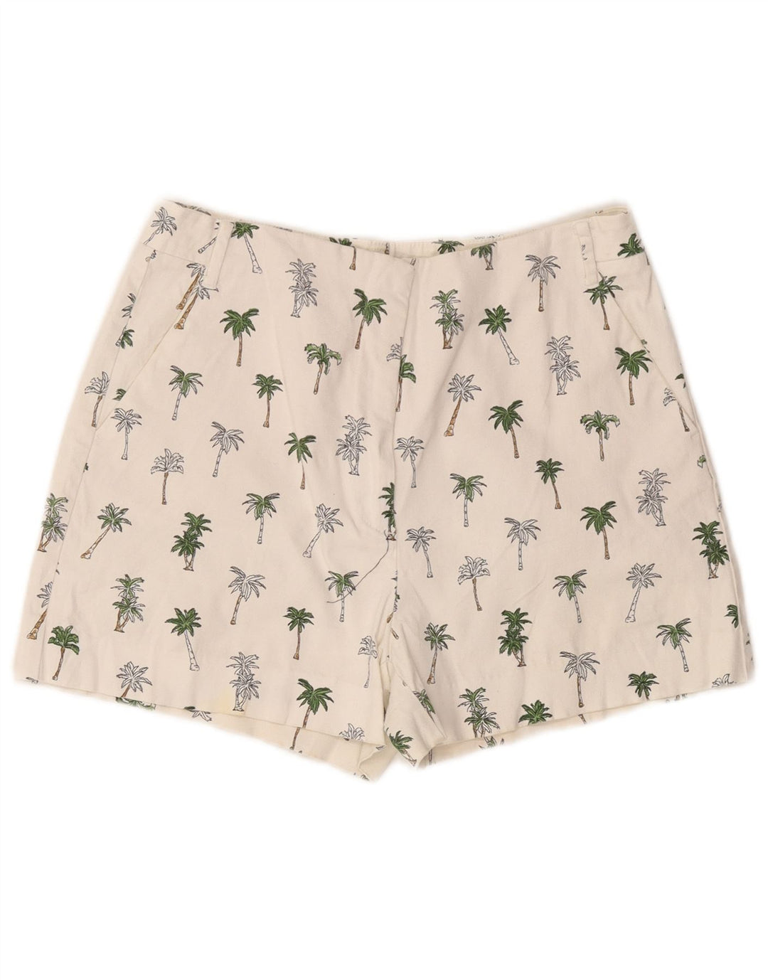 Zara Femme Short Chino Medium W28 Blanc Floral Coton