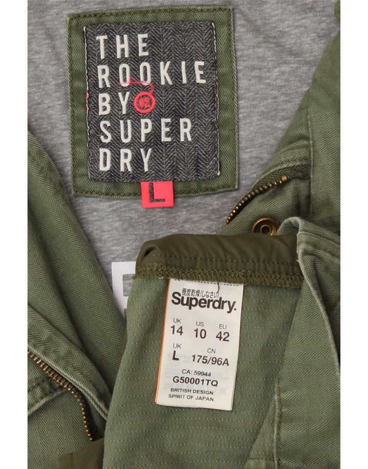 Superdry Veste Militaire Femme UK 14 Large Vert Coton