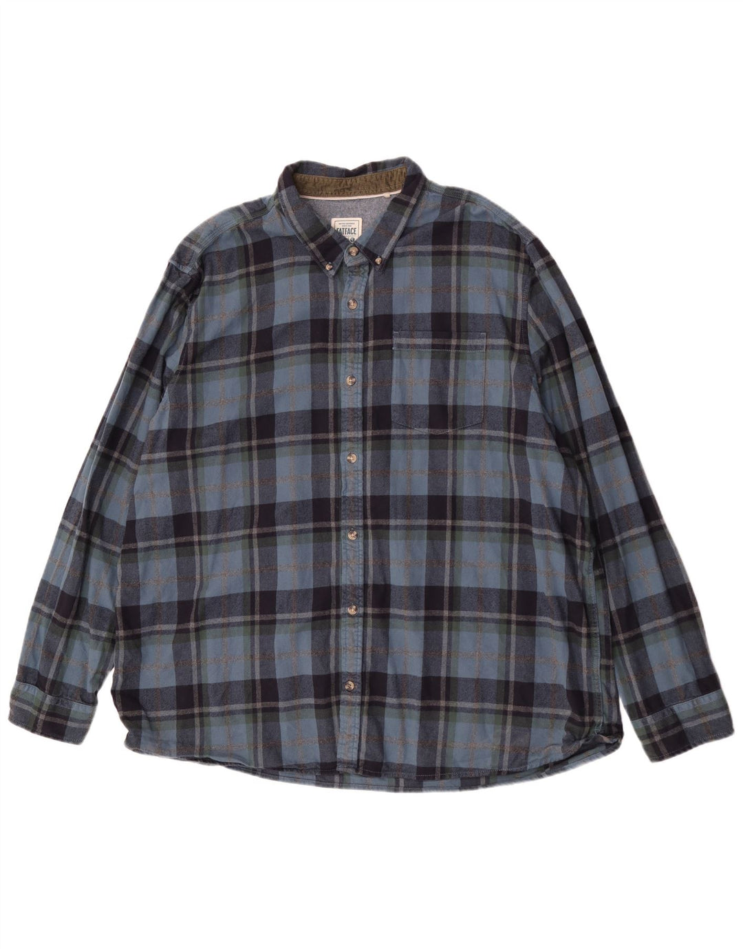 Fat Face Chemise en flanelle coupe régulière pour homme 4XL Bleu marine à carreaux en coton