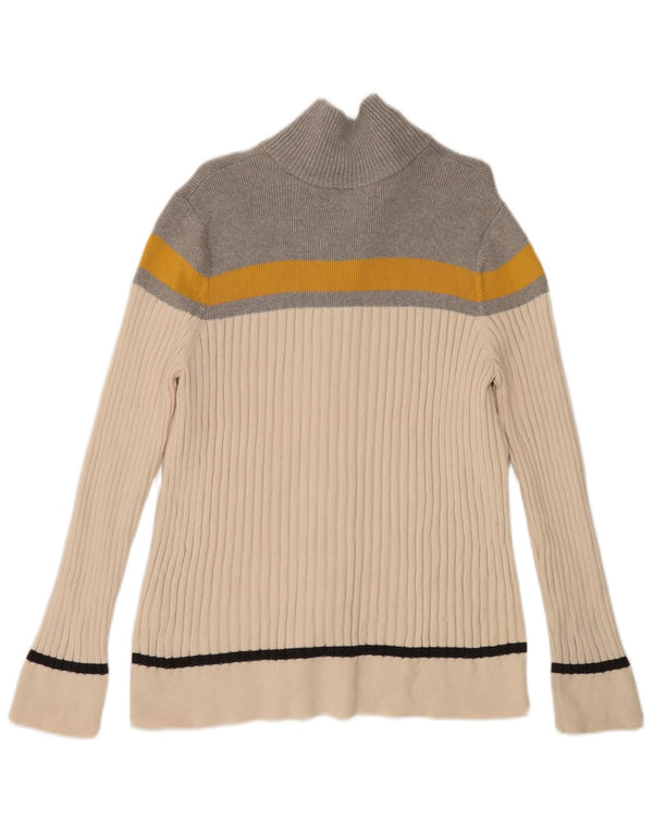 Eddie Bauer Pull Cardigan pour Femme UK 20 2XL Beige Colorblock Coton