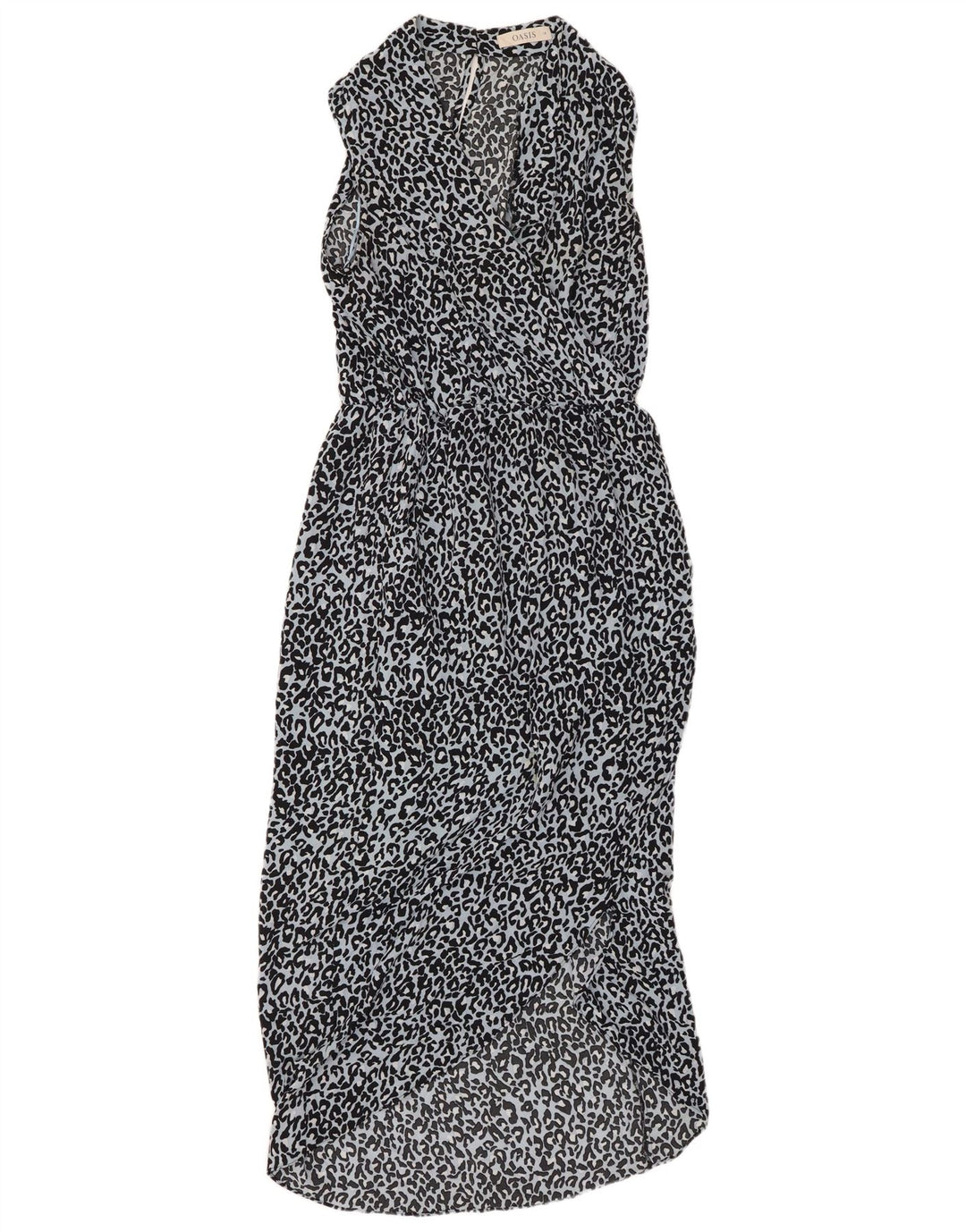 OASIS Robe longue sans manches pour femme UK 10 Petit bleu imprimé animal en polyester