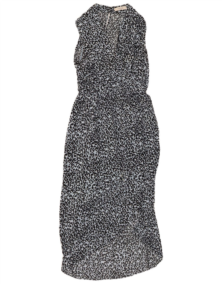 OASIS Robe longue sans manches pour femme UK 10 Petit bleu imprimé animal en polyester