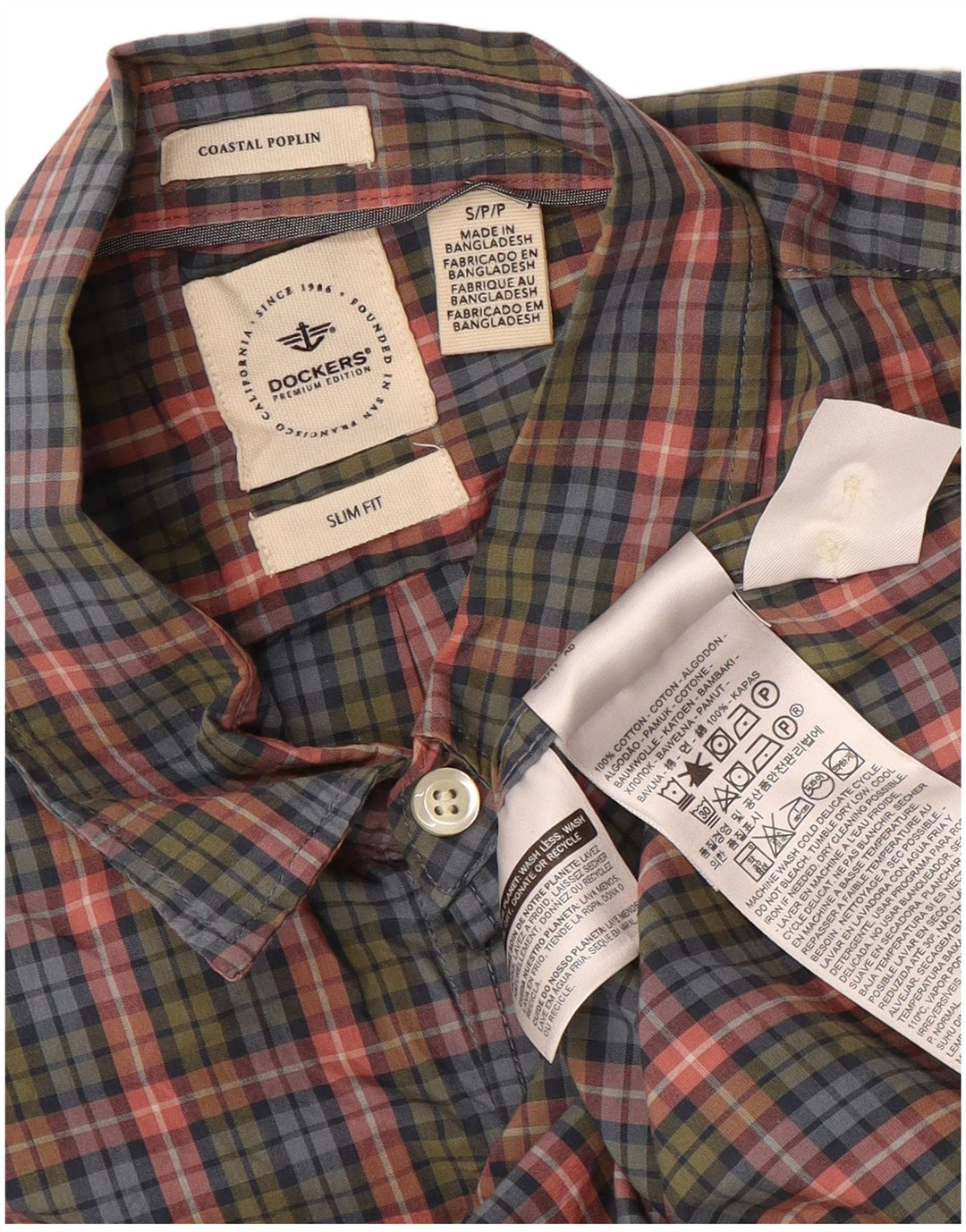 DOCKERS Chemise Slim Fit Petit Carreau Multicolore Coton