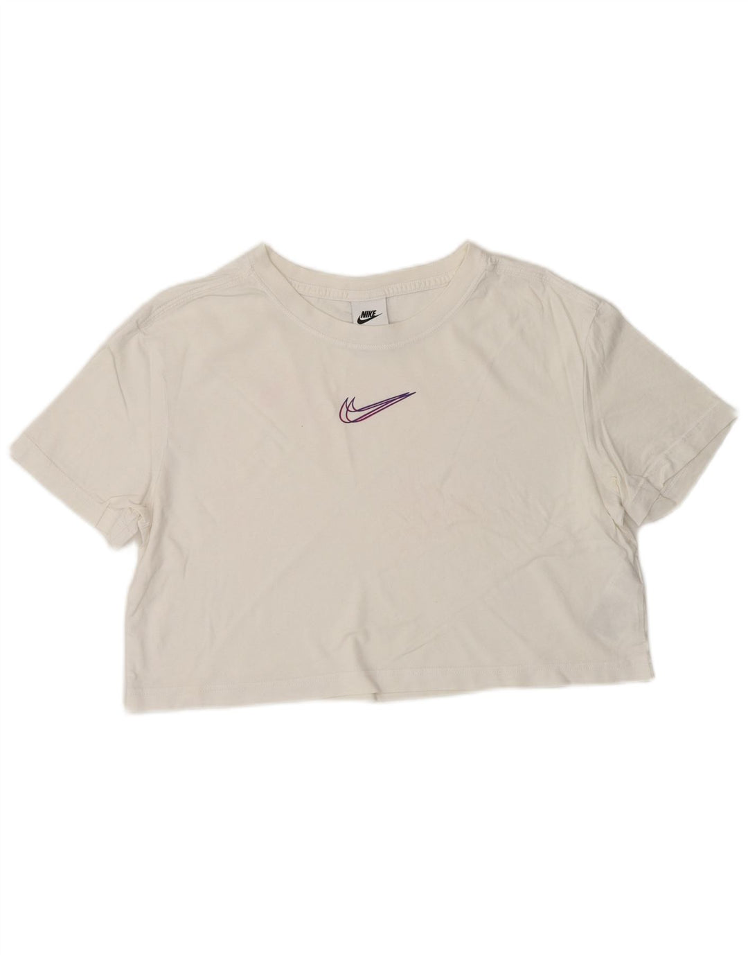 NIKE T-shirt court coupe ample pour femme UK 10 petit coton blanc