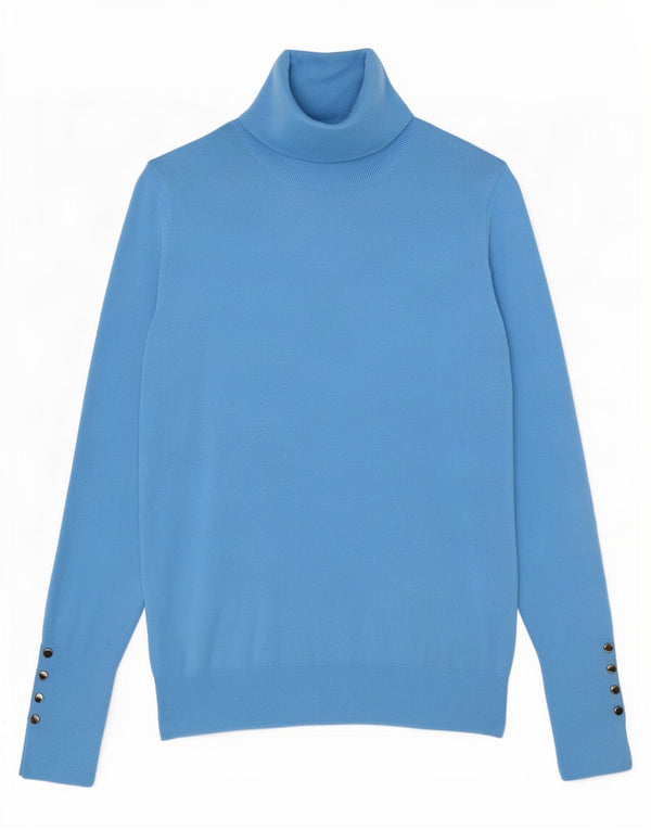 Zara Pull col roulé pour femme UK 12 Bleu moyen Viscose
