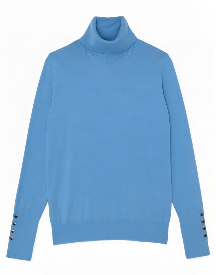 Zara Pull col roulé pour femme UK 12 Bleu moyen Viscose