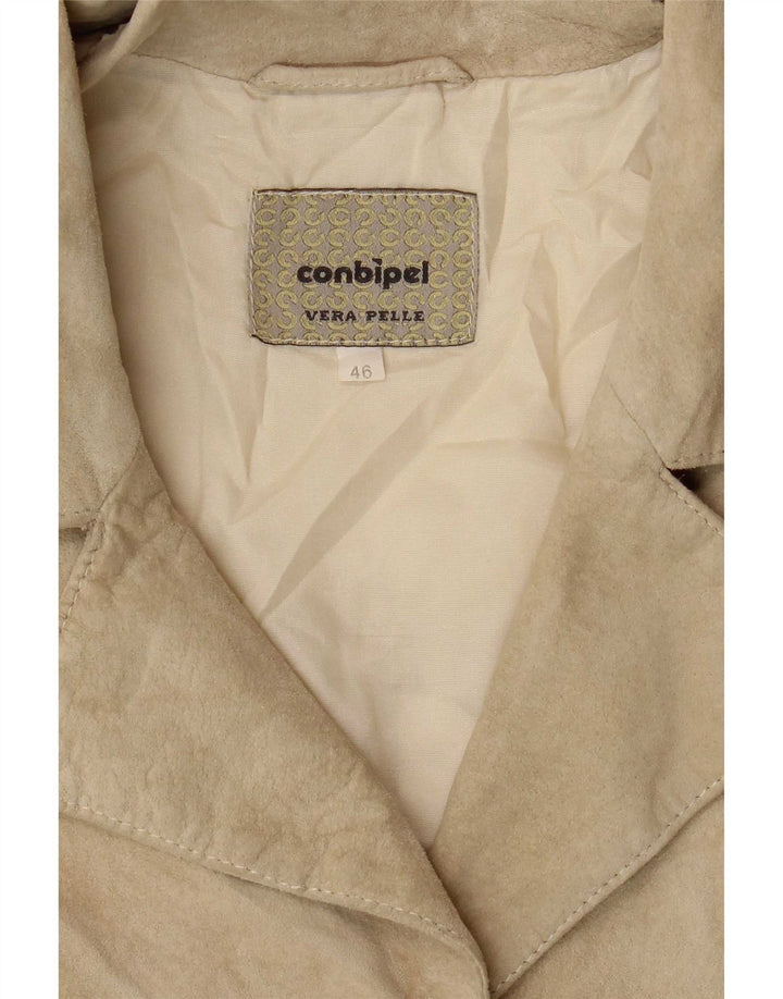 Conbipel Veste En Daim Femme IT 46 Grand Cuir Beige