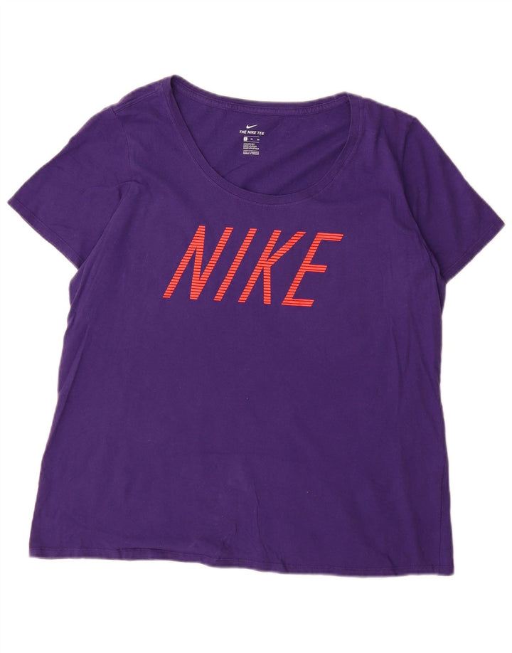 NIKE T-shirt graphique coupe athlétique pour femme UK 18 XL Violet Coton