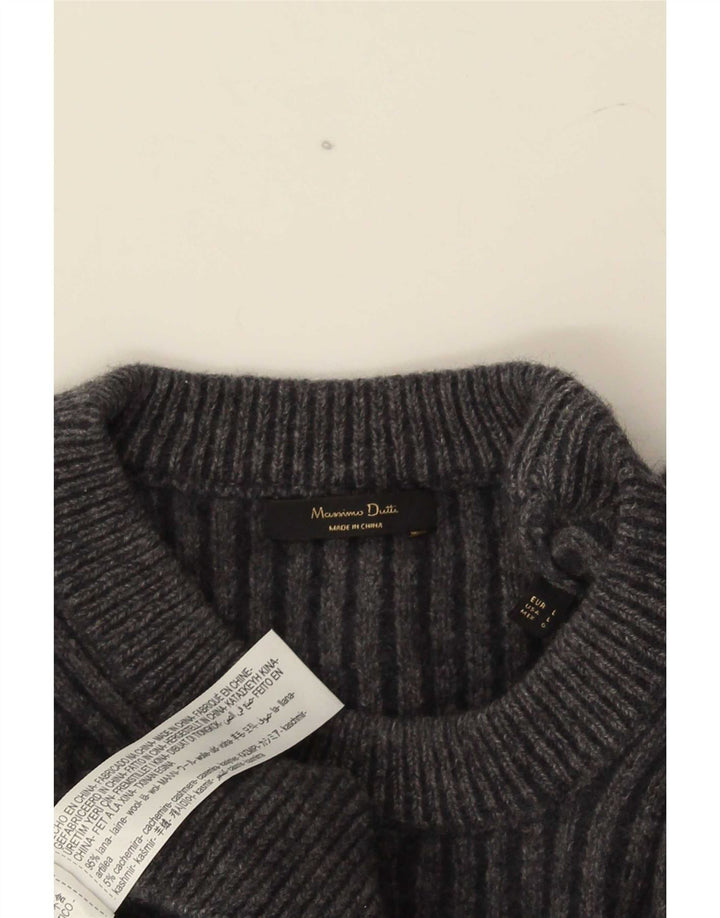 Massimo Dutti Pull à col rond pour femme UK 16 Grande laine grise