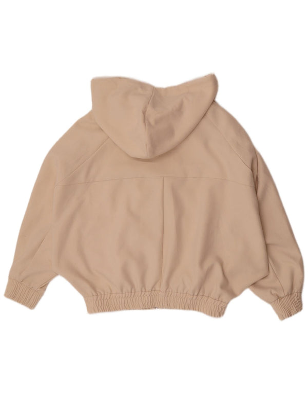 Zara Pull à capuche zippé à manches 3/4 pour femme UK 6 XS Beige Polyester