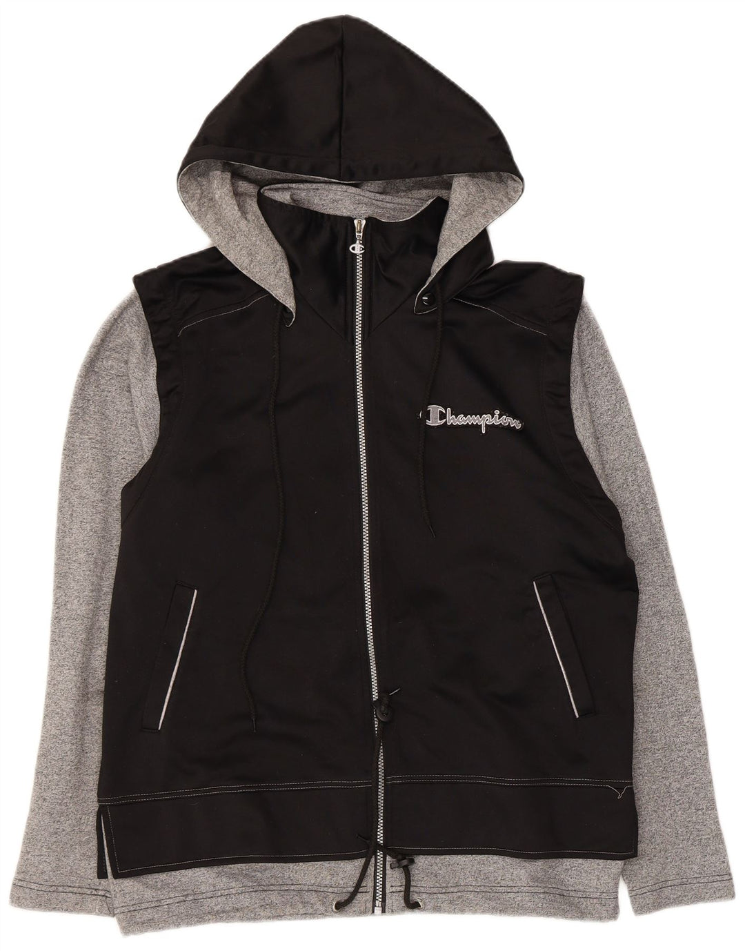 Champion Veste de survêtement à capuche pour homme Small Noir Colorblock Polyester