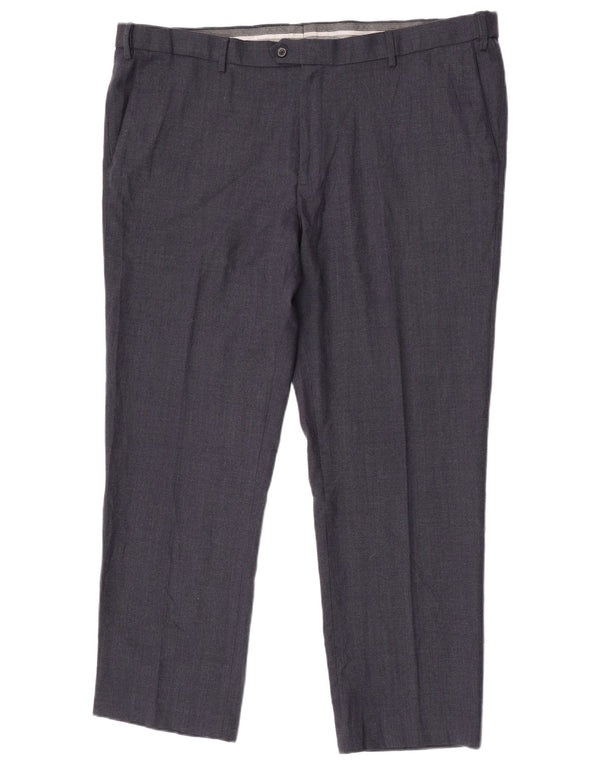 Marks & Spencer Mens Regular Fit Suit Trousers W44 L31 Navy Blue Wool