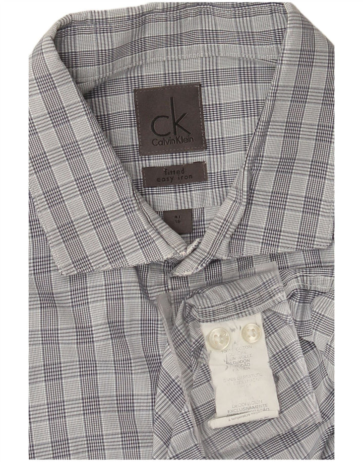 CALVIN KLEIN Chemise Homme Taille 41 16 Grand Coton à Carreaux Gris