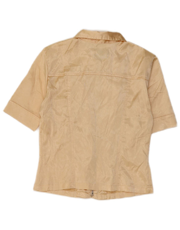 Easy Womens Crop Short Sleeve Shirt Blouse UK 10 Petit Beige Polyester
