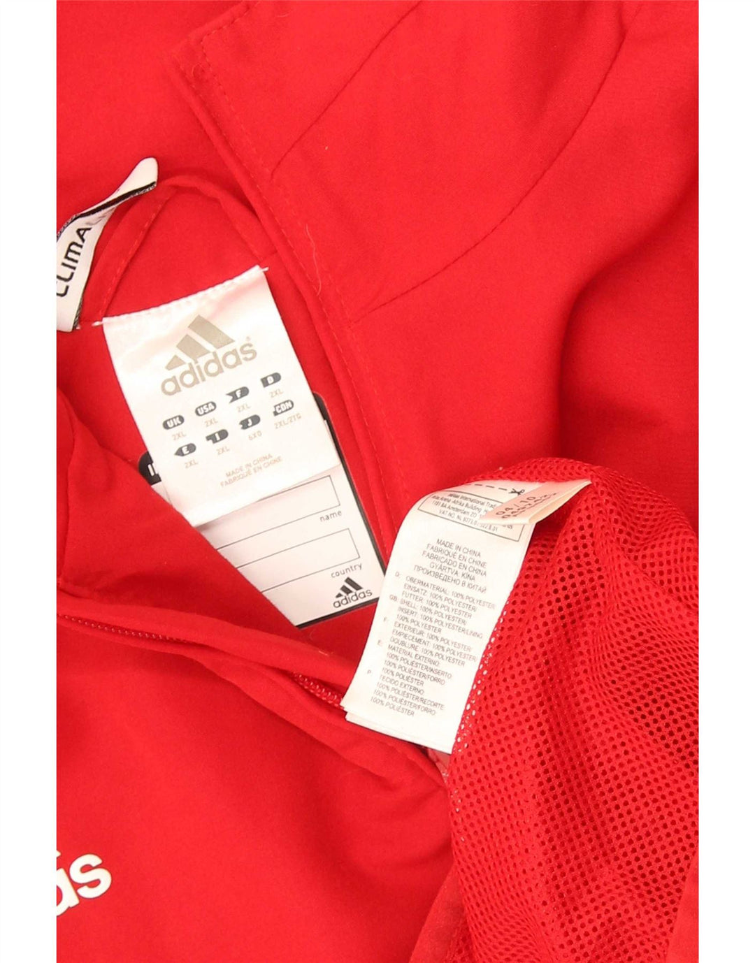 Adidas Hommes Climalite Survêtement Top Veste 2XL Rouge Polyester