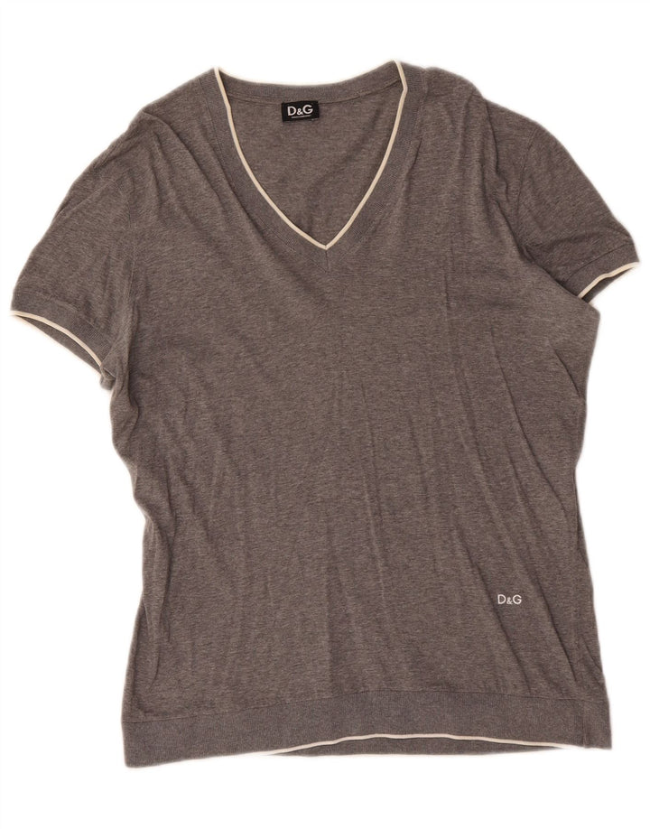 Dolce & Gabbana T-Shirt Top Gris Moyen Coton Moucheté Homme