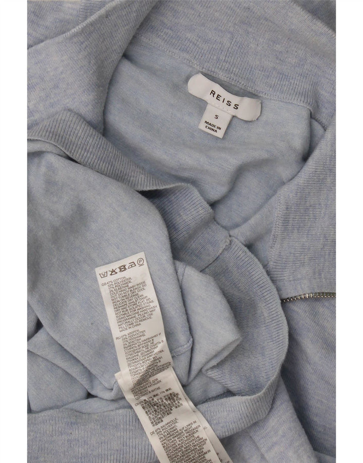 Reiss Homme Pull Col Zippé Petit Bleu Coton
