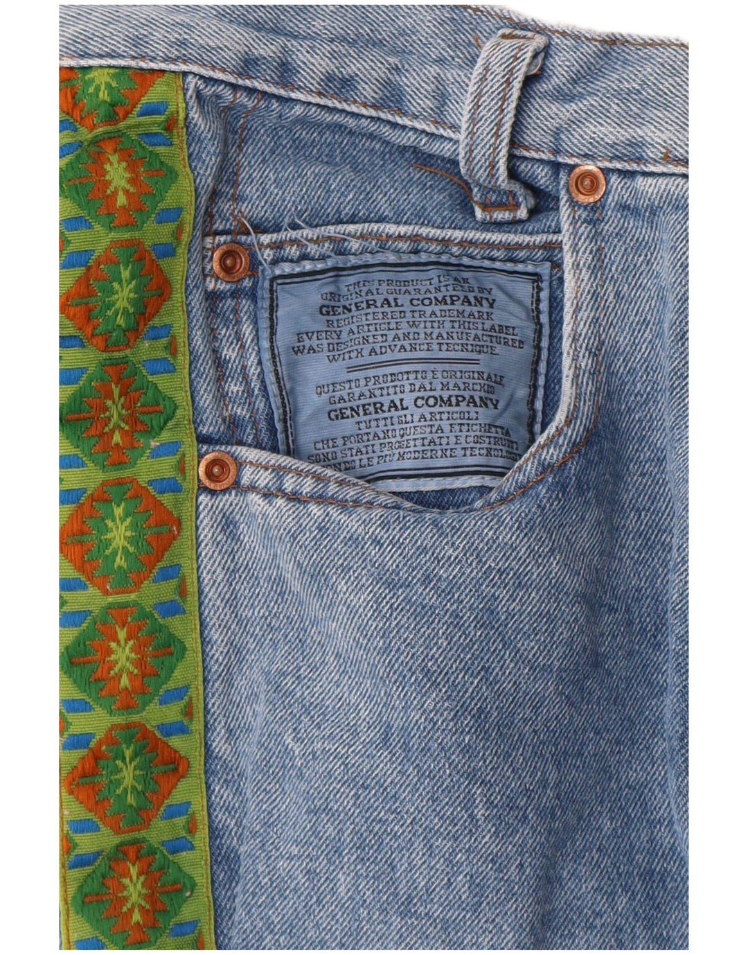 General Company Jean droit femme W30 L33 bleu géométrique