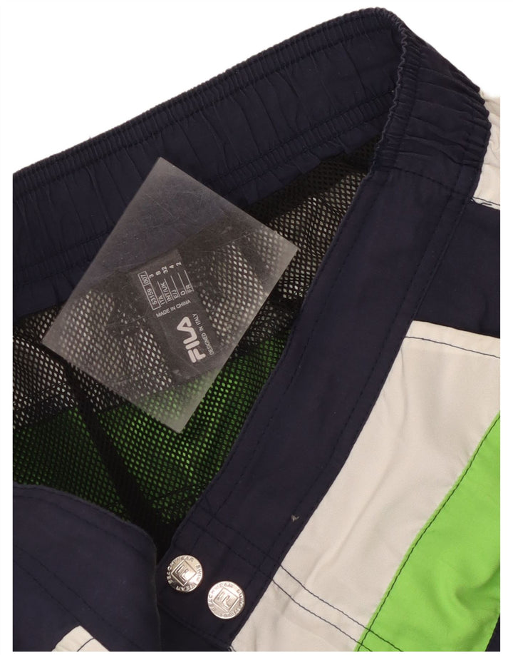 Fila Short de bain graphique homme petit bleu marine en polyester color block