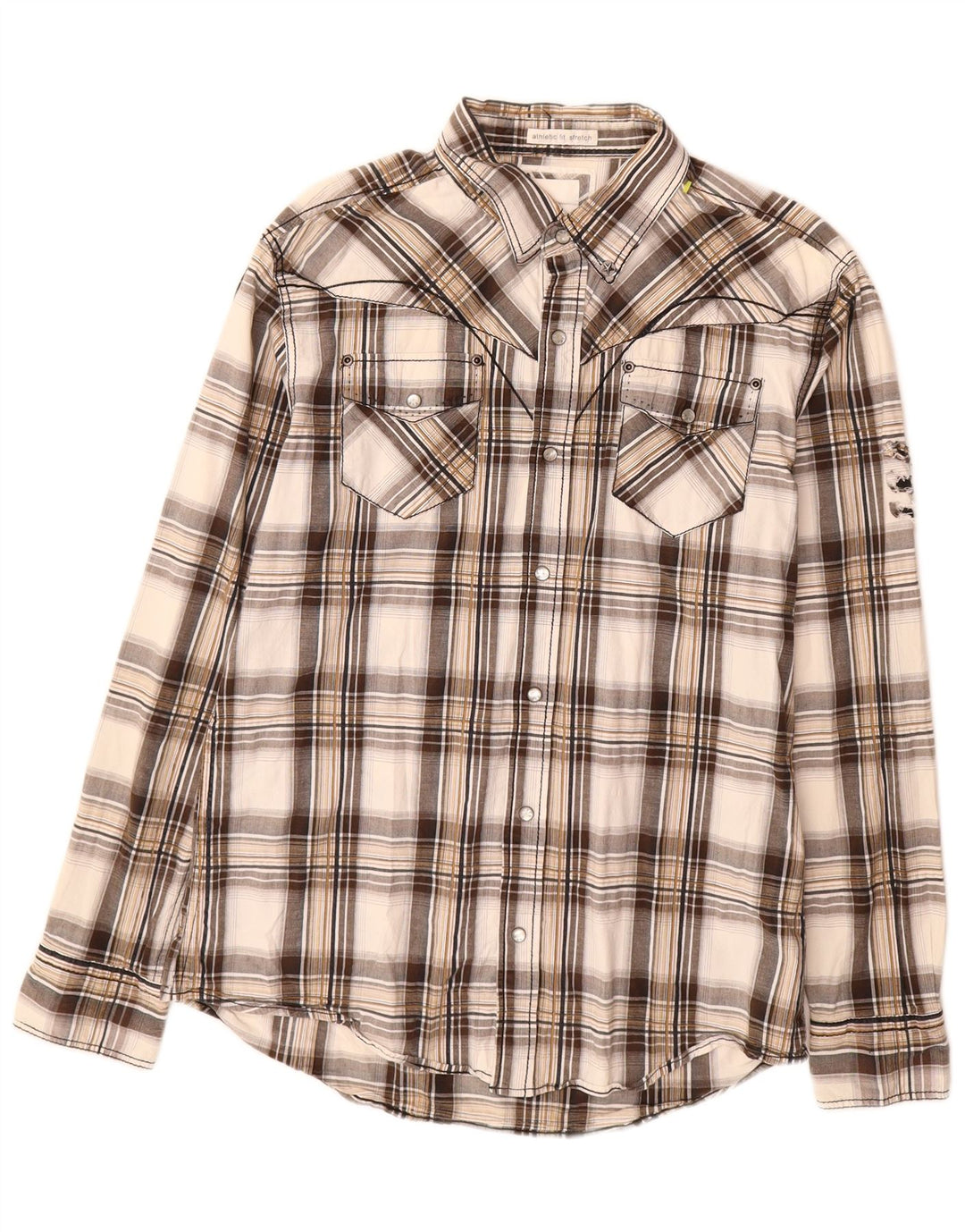 BKE Chemise athlétique pour homme en coton à carreaux marron