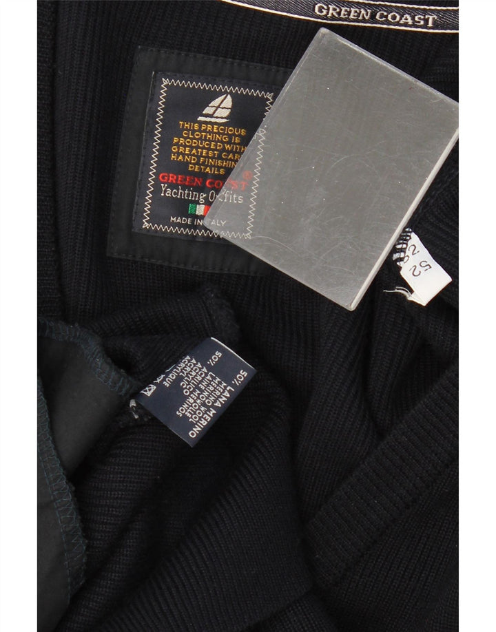 GREEN COAST Cardigan Homme IT 52 Large Laine Mérinos Noir