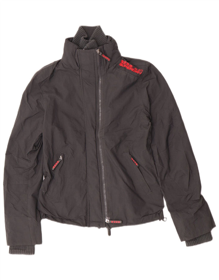 Superdry Veste de pluie graphique pour femme UK 10 Small Gris Nylon