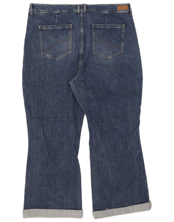 Fat Face Jean évasé court taille haute Fly pour femme UK 20 2XL W40 L26 Bleu