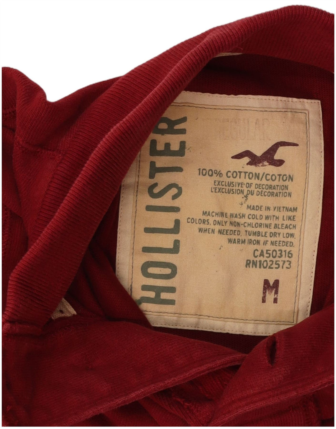 Hollister Homme Graphic Button Neck Sweatshirt Jumper Moyen Rouge Coton