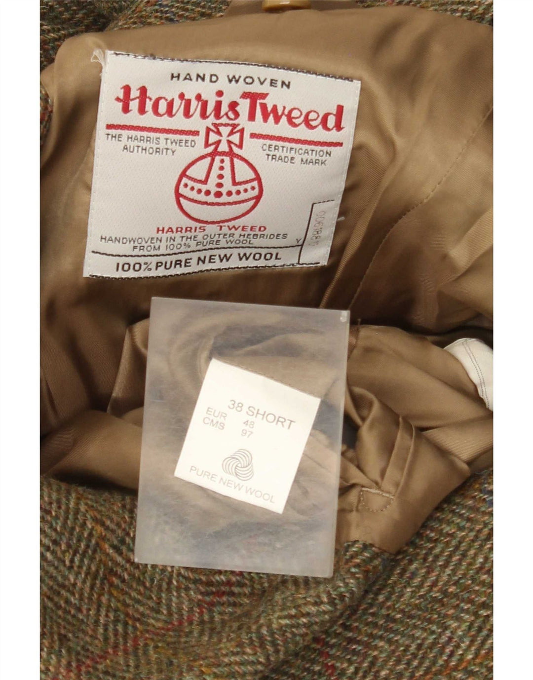 Harris Tweed Veste blazer courte pour homme EU 48 Kaki moyen à chevrons