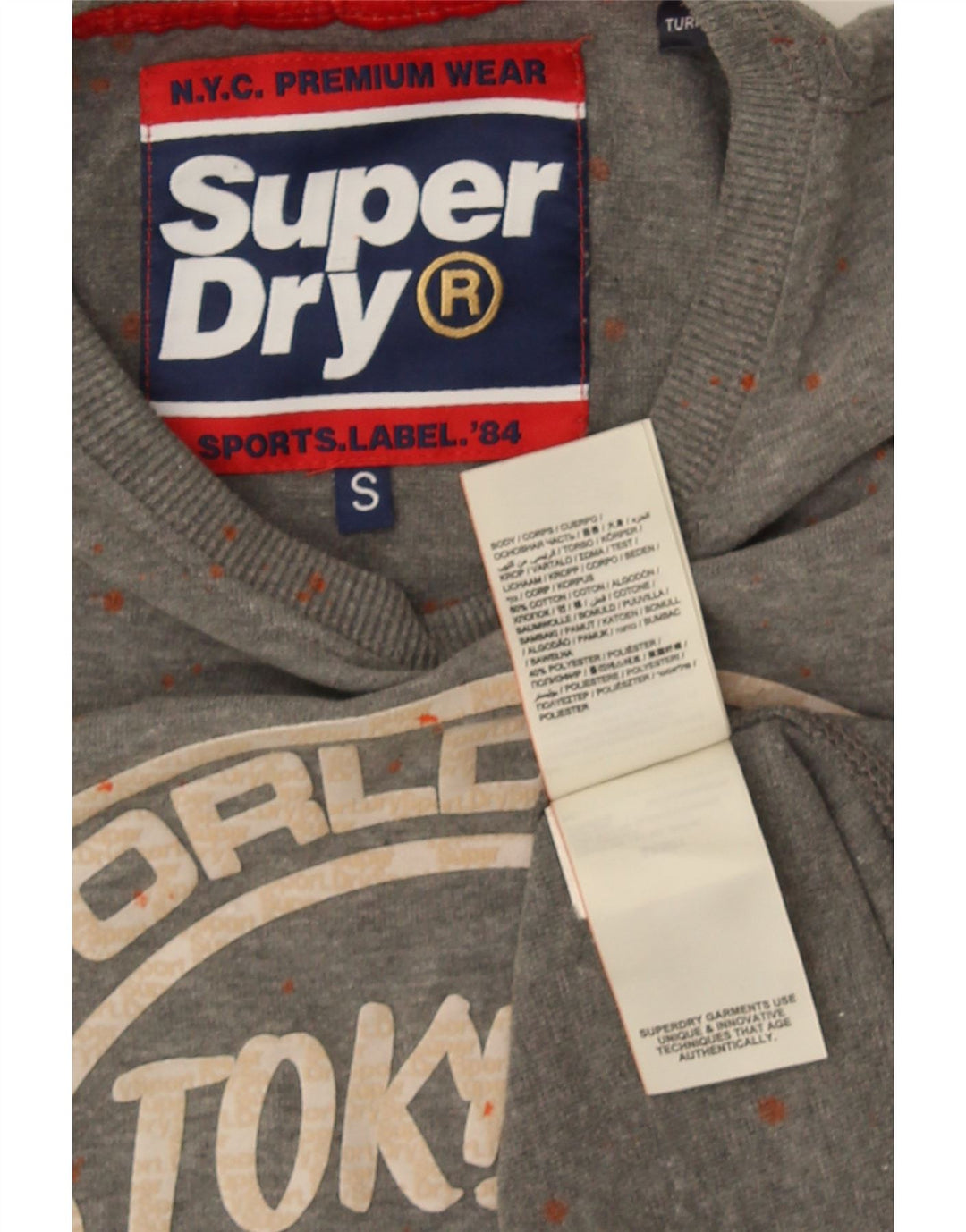 Superdry T-Shirt Graphique Homme Petit Gris Spotted Cotton