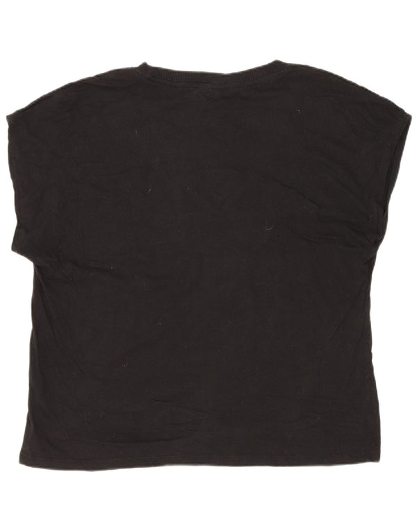 Zara T-Shirt Femme Top UK 14 Coton Noir Moyen