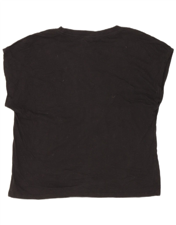 Zara T-Shirt Femme Top UK 14 Coton Noir Moyen