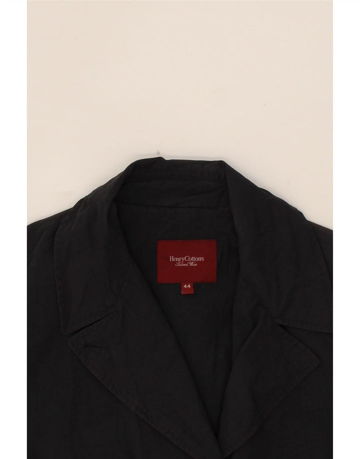 HENRY COTTONS Womens Trench Coat IT 44 Medium Navy Blue Vintage Henry Cottons and Second-Hand Henry Cottons from Messina Hembry 