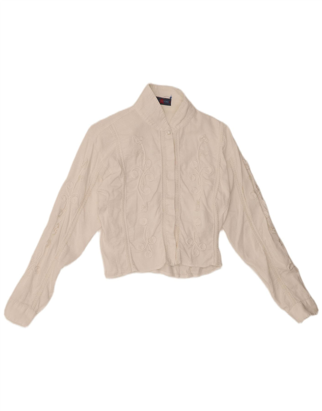 LES COPAINS Chemisier court en velours côtelé pour femme UK 12 Medium White Floral