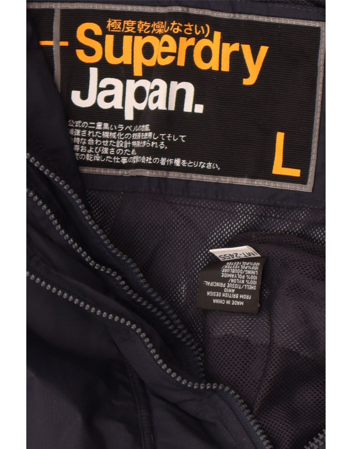 Superdry Veste de Pluie Femme UK 16 Large Bleu Marine Nylon